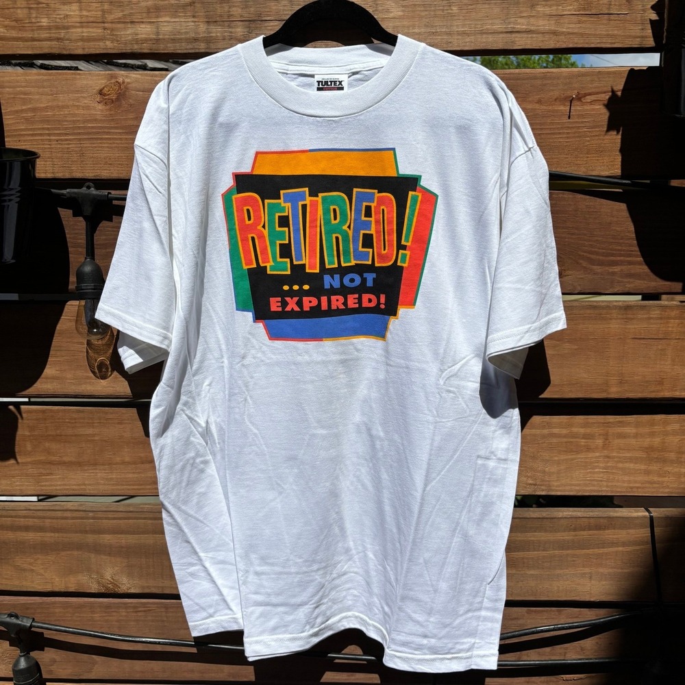 Tultex T-Shirt Mens XL White Excellent Retired Not‎ Expired Graphic Tee